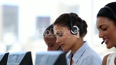 Call centre agents working in their office