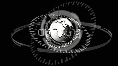 Animation of dial spinning around grey earth
