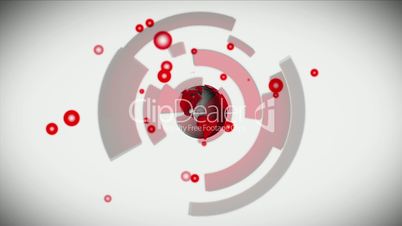 Earth spinning with red cells emulating from it