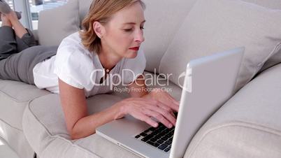 Businesswoman working on her laptop