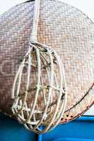 Wicker long handled fruit picker and tray