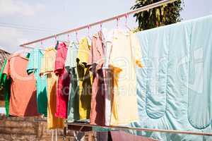 Dry clothes in the air with sun light