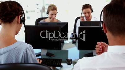 Business people in a business call centre