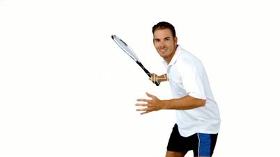 Young man playing tennis 