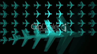 Blue airplanes appearing in a grid
