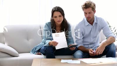 Couple working out their finances