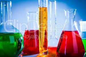 test tubes with colorful liquids
