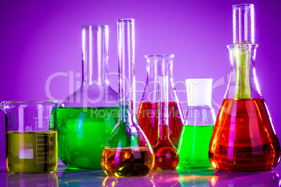 test tubes with colorful liquids