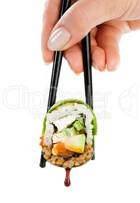 Sushi Roll on a white background