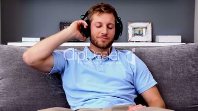 Man listening to music and relaxing