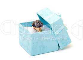 Cyan gift boxes with ring