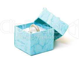 Cyan gift boxes with ring