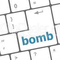 dangerous bomb button on white computer keyboard