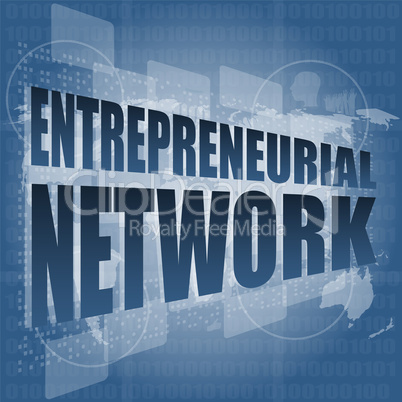 entrepreneurial network word on business digital touch screen