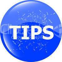 tips blue icon button in stamp style