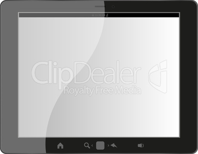 Realistic tablet pc computer with blank screen isolated on white background