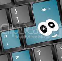 Computer keyboard with smile key - business concept