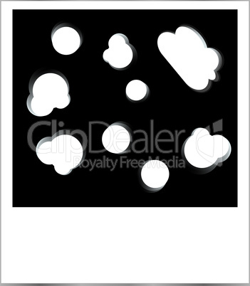 instant photo with abstract cloud isolated on white background