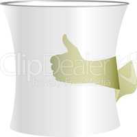 Coffee cup symbol in human hand. Coffee like concept