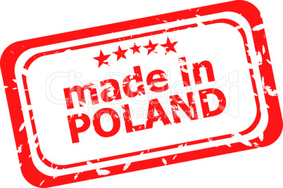 Red rubber stamp of made in poland