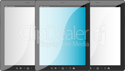 Group of tablet pc on white isolated background