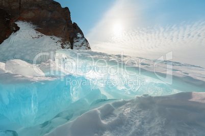 Frozen Lake Baikal. Winter.