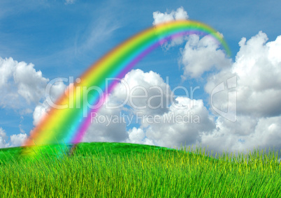 Rainbow in the blue sky