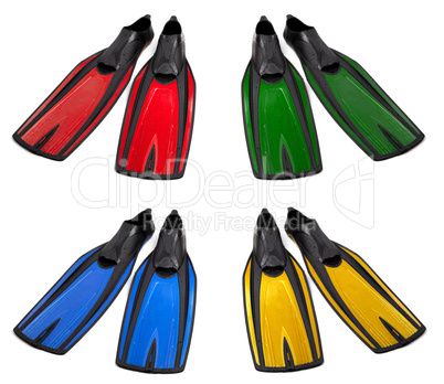 Set of multicolored swim fins