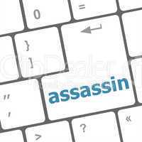 assassin word on computer pc keyboard key