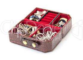 Leather jewelry box with rings