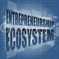 entrepreneurship ecosystem word on business digital touch screen
