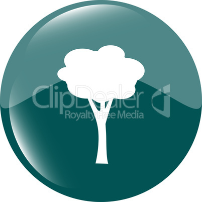 Tree Icon on Round Black Button Collection Original Illustration