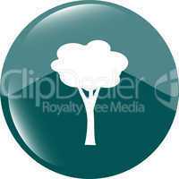 Tree Icon on Round Black Button Collection Original Illustration