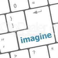 imagine word on computer pc keyboard key