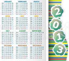 Simple 2013 year calendar