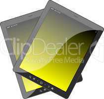Photo-realistic illustration of different colored vertical tablet pc set