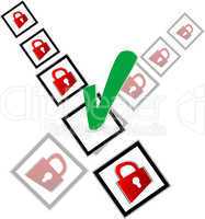 green check box and red padlock set on check mark list