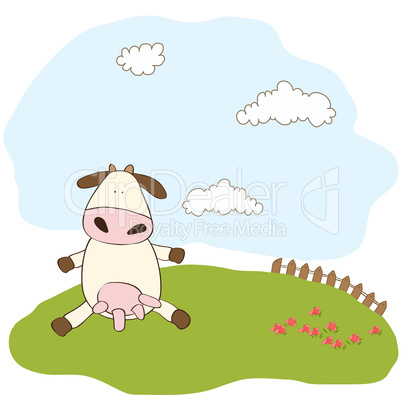 fun greeting card with cow