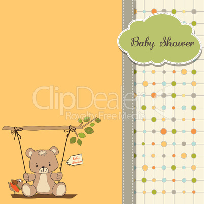 baby greeting card with teddy bear