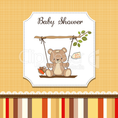 baby greeting card with teddy bear