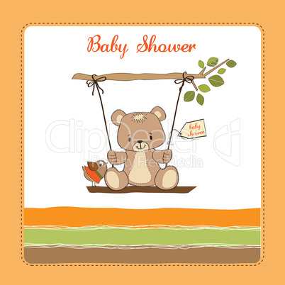 baby greeting card with teddy bear