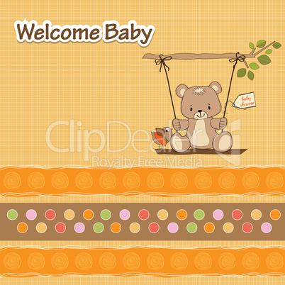 baby shower card with teddy bear