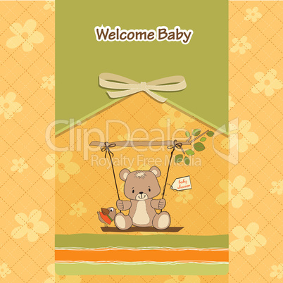 baby greeting card with teddy bear