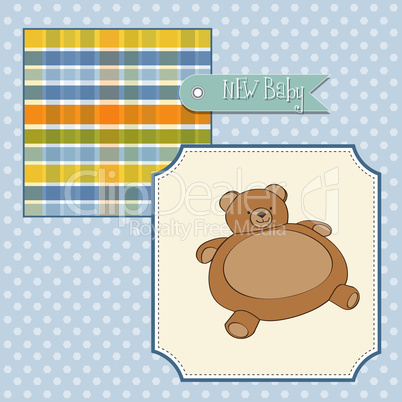 baby shower card with teddy bear toy