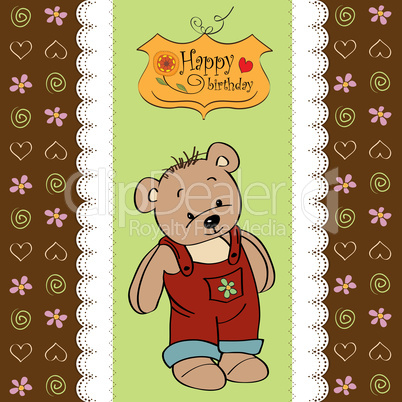 birthday greeting card with teddy bear