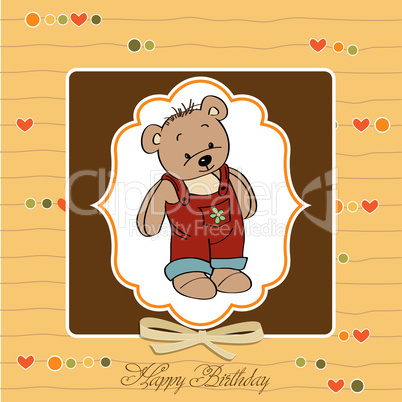 birthday greeting card with teddy bear