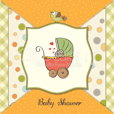 delicate baby shower card with pram