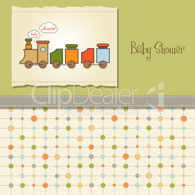 baby  shower card with toy train