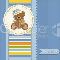 baby shower card with sleepy teddy bear