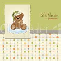 baby shower card with sleepy teddy bear